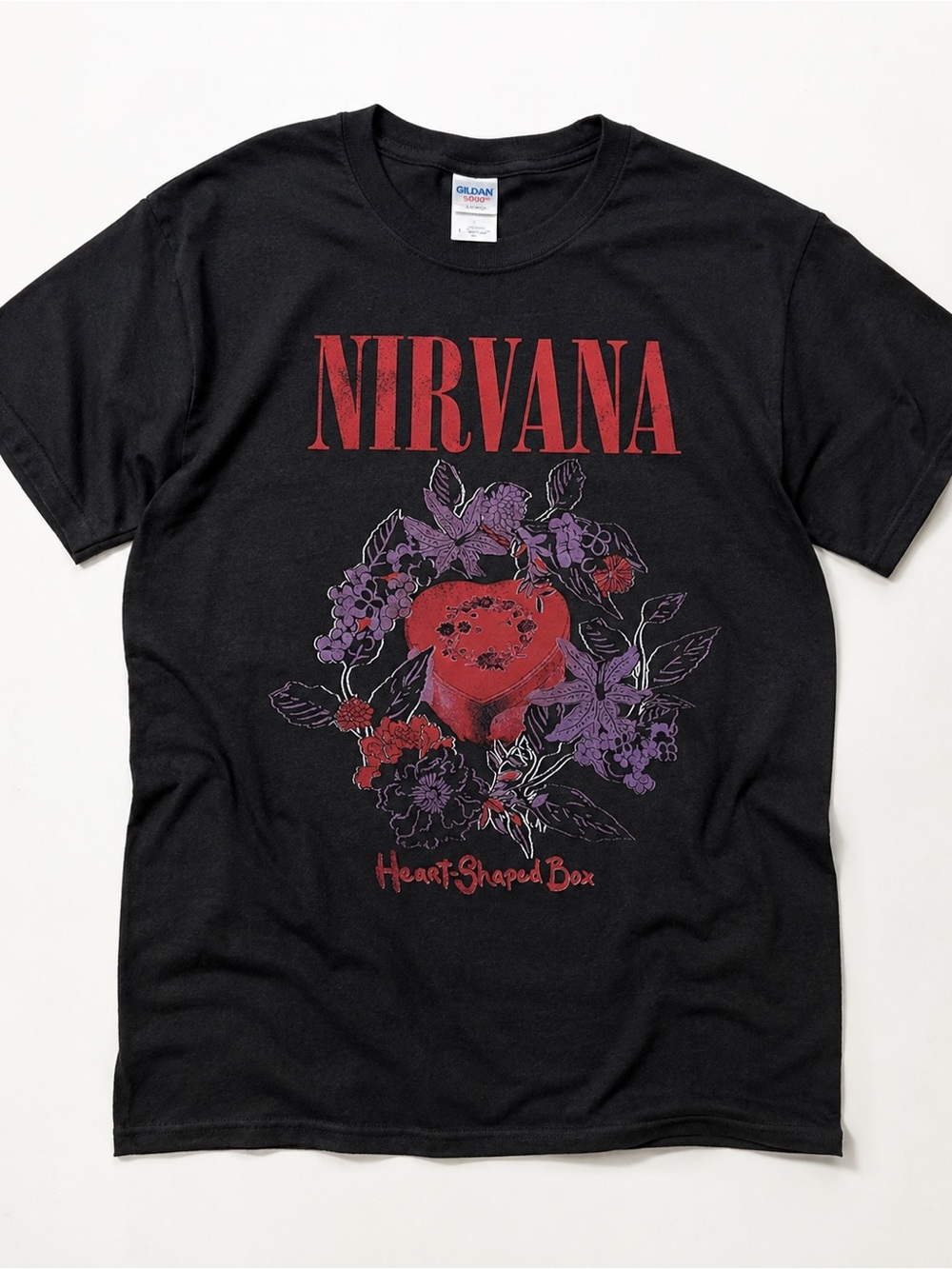 Nirvana Black 'Heart-Shaped Box' Graphic T-Shirt